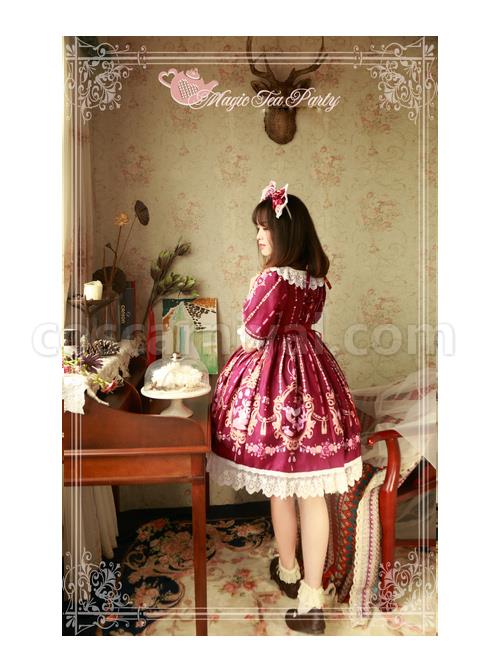 Magic-Tea-Party-Flower-Fairy-Series-Printing-Classic-Lolita-Half-Sleeve-Dress-coscarnival-4565