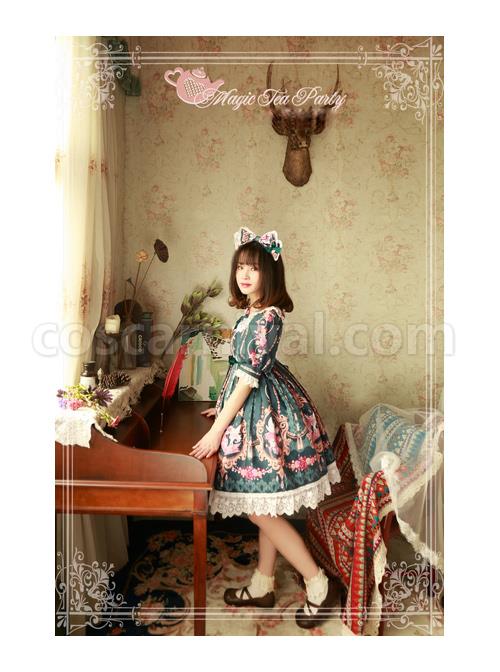 Magic-Tea-Party-Flower-Fairy-Series-Printing-Classic-Lolita-Half-Sleeve-Dress-coscarnival-4570