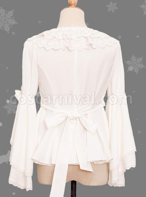 Magic Tea Party Little Fox Buys Gloves Series White Classic Lolita Long Sleeve Shirt coscarnival
