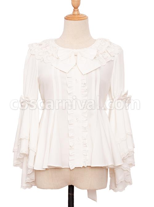 Magic Tea Party Little Fox Buys Gloves Series White Classic Lolita Long Sleeve Shirt coscarnival