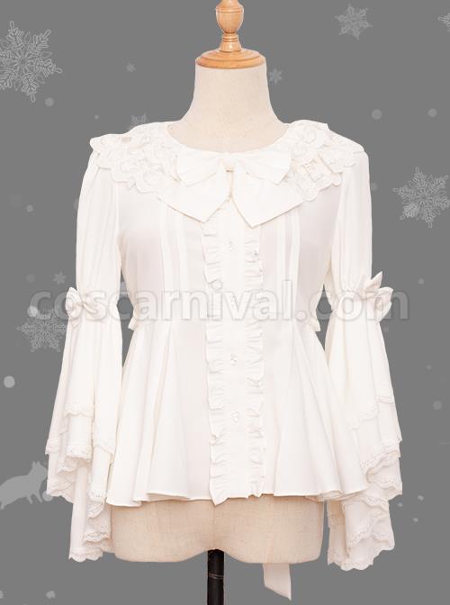Magic Tea Party Little Fox Buys Gloves Series White Classic Lolita Long Sleeve Shirt coscarnival