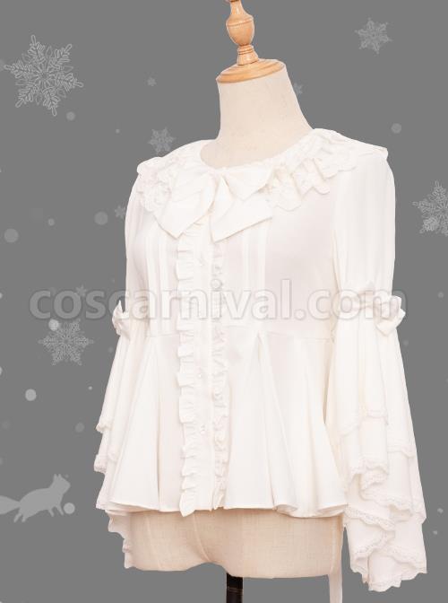Magic Tea Party Little Fox Buys Gloves Series White Classic Lolita Long Sleeve Shirt coscarnival