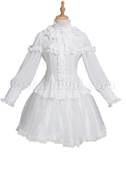 Magic Tea Party Rose Knight Series Classic Lolita White Or Black Long Sleeve Shirt coscarnival