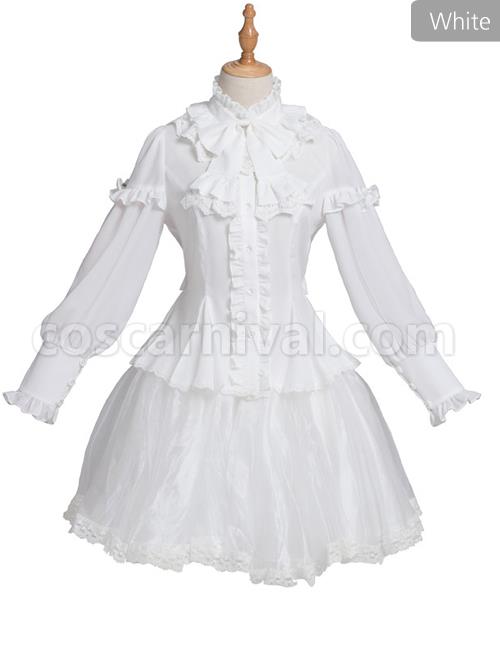 Magic Tea Party Rose Knight Series Classic Lolita White Or Black Long Sleeve Shirt coscarnival