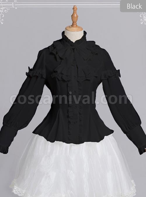 Magic Tea Party Rose Knight Series Classic Lolita White Or Black Long Sleeve Shirt coscarnival