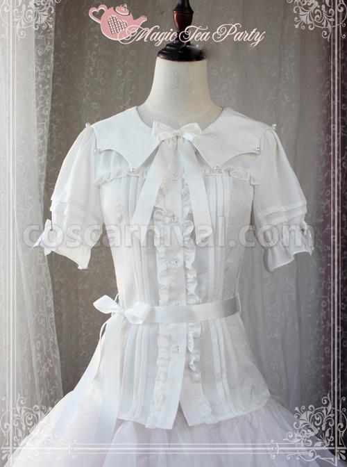 Magic Tea Party Starry Sky Series Star-shaped Collar Chiffon Short Sleeves Classic Lolita Shirt coscarnival