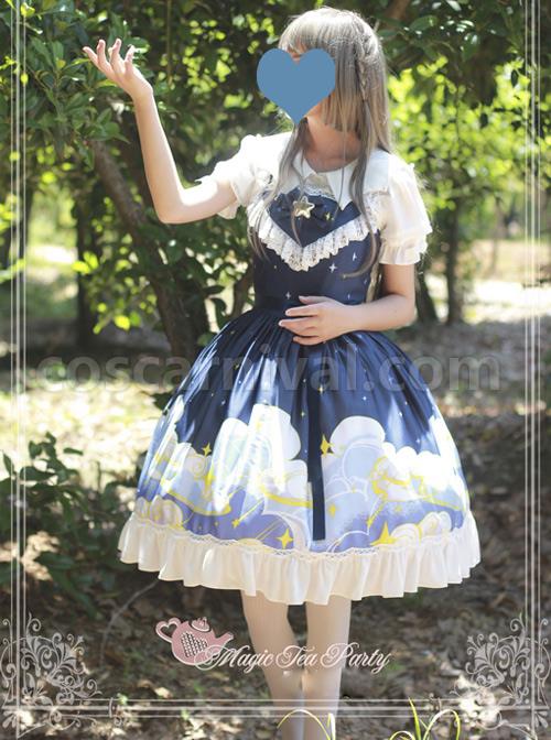 Magic Tea Party Starry Sky Series Star-shaped Collar Chiffon Short Sleeves Classic Lolita Shirt coscarnival