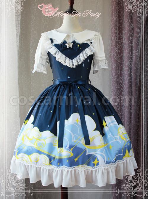 Magic Tea Party Starry Sky Series Star-shaped Collar Chiffon Short Sleeves Classic Lolita Shirt coscarnival