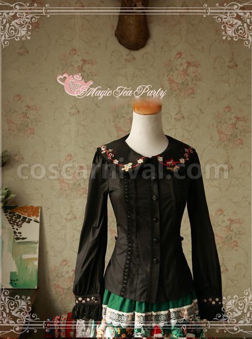 Magic Tea Party Sweet Christmas Series Embroidery Lace Lolita Long Sleeve Shirt coscarnival