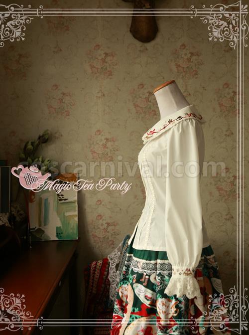 Magic Tea Party Sweet Christmas Series Embroidery Lace Lolita Long Sleeve Shirt coscarnival
