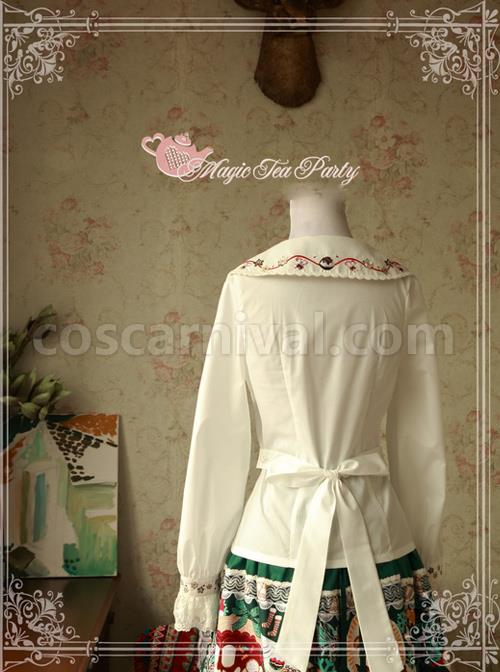 Magic Tea Party Sweet Christmas Series Embroidery Lace Lolita Long Sleeve Shirt coscarnival