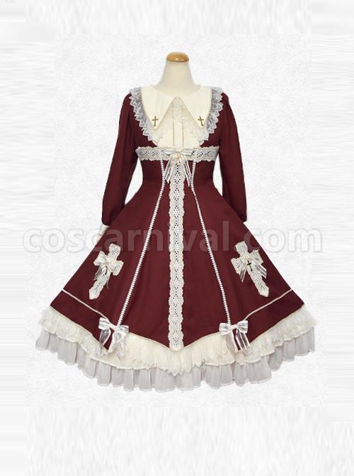 Maria Crucifix Series Long Sleeve Gothic Lolita Dress coscarnival