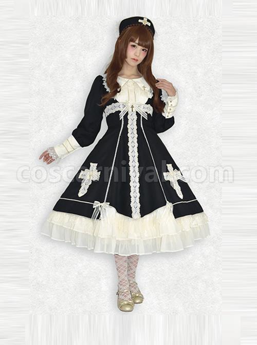 Maria Crucifix Series Long Sleeve Gothic Lolita Dress coscarnival