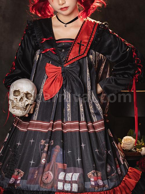 Marionette Series OP High Waist Gothic Lolita Long Sleeve Dress coscarnival
