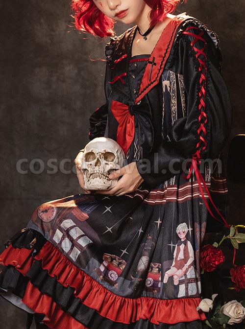Marionette Series OP High Waist Gothic Lolita Long Sleeve Dress coscarnival