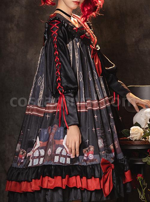 Marionette Series OP High Waist Gothic Lolita Long Sleeve Dress coscarnival