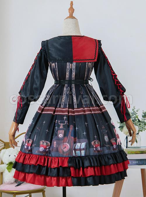 Marionette Series OP High Waist Gothic Lolita Long Sleeve Dress coscarnival