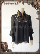 Mechanical Puppet Series Gear Embroidery Black Punk Lolita Shirt coscarnival