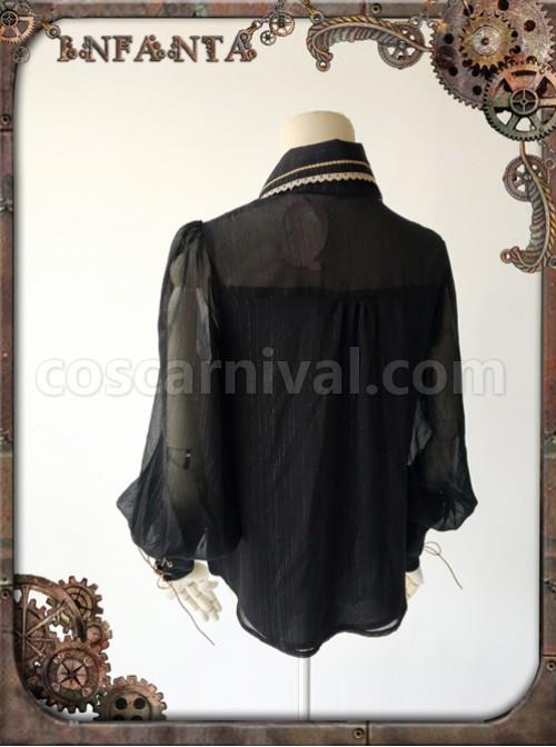 Mechanical Puppet Series Gear Embroidery Black Punk Lolita Shirt coscarnival