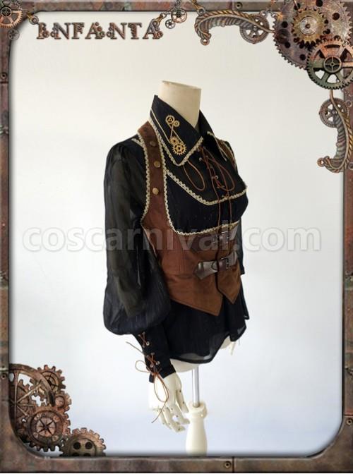 Mechanical Puppet Series Gear Embroidery Black Punk Lolita Shirt coscarnival