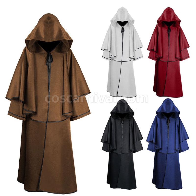 Medieval Cloak Halloween Hooded Robe Wizard Wizard Grim Reaper Long Sleeve Cloak coscarnival01118390