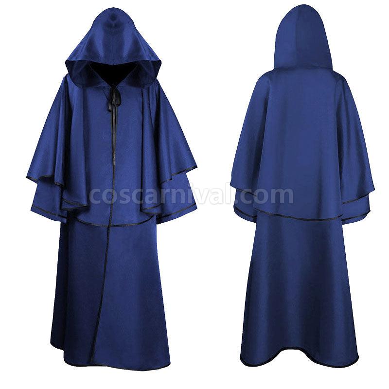 Medieval Cloak Halloween Hooded Robe Wizard Wizard Grim Reaper Long Sleeve Cloak coscarnival01118429