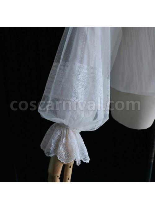 Meet Series Full Lace Hollow Out Embroidery Design Classic Lolita White Long Sleeve Shirt coscarnival