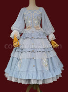 Melaleuca-Lily-Series-Elegant-Square-Neck-Lily-Embroidery-Polka-Dot-Lace-Long-Sleeved-Blouses-Classic-Lolita-Skirt-Set-coscarnival-2573