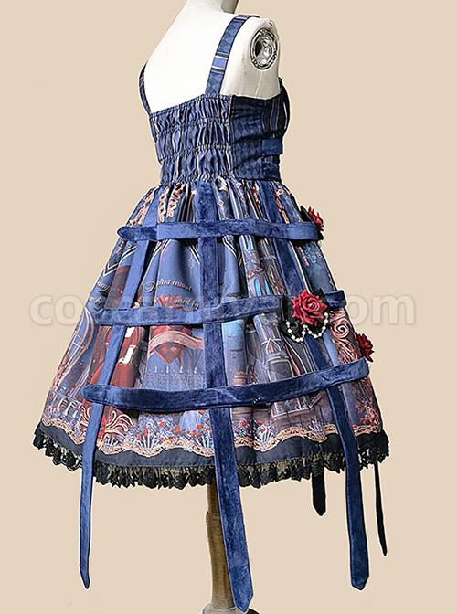 Midnight Magic Series Gothic Style Graphic Print Decoration Personalized Pendant Cloth Strip Lolita Slip Dress coscarnival