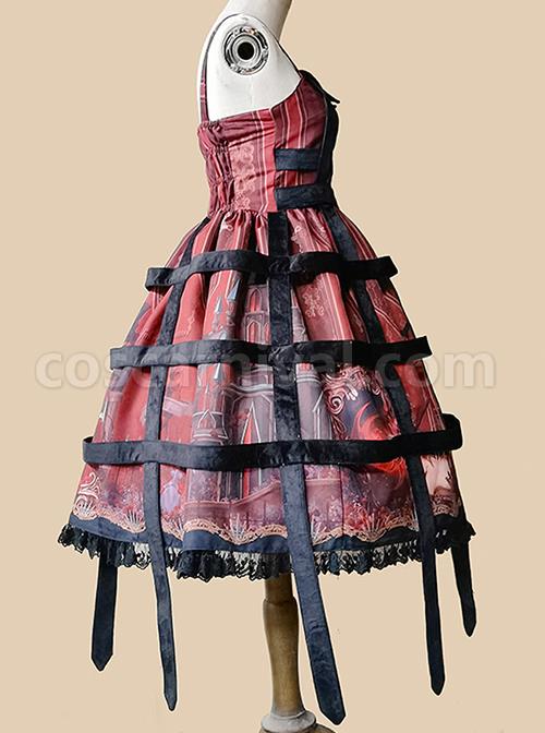 Midnight Magic Series Gothic Style Graphic Print Decoration Personalized Pendant Cloth Strip Lolita Slip Dress coscarnival