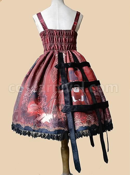 Midnight Magic Series Gothic Style Graphic Print Decoration Personalized Pendant Cloth Strip Lolita Slip Dress coscarnival