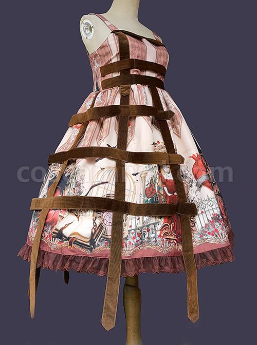 Midnight Magic Series Gothic Style Graphic Print Decoration Personalized Pendant Cloth Strip Lolita Slip Dress coscarnival