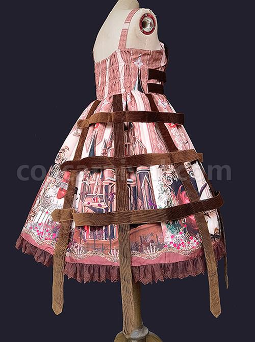 Midnight Magic Series Gothic Style Graphic Print Decoration Personalized Pendant Cloth Strip Lolita Slip Dress coscarnival