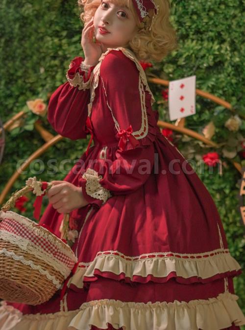 Miss-Betty-Series-Solid-Color-Daily-Spring-Autumn-Striped-V-Neck-Red-Bow-Knot-Decoration-Classic-Lolita-Long-Sleeved-Dress-coscarnival-2522