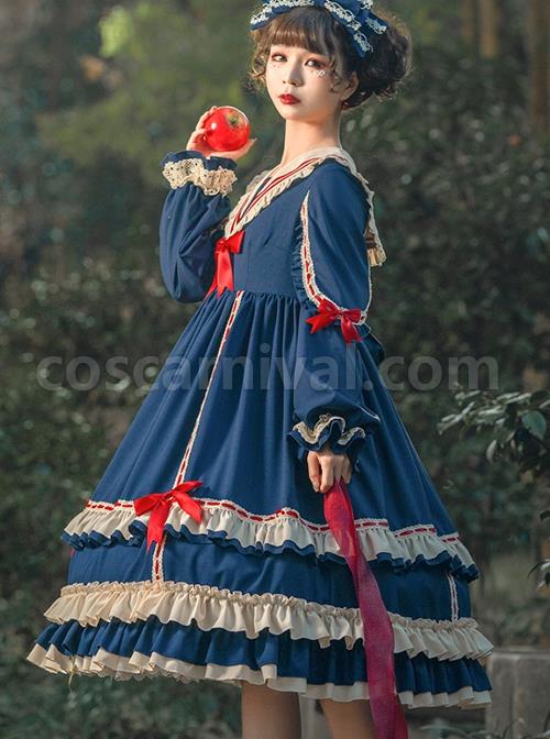 Miss-Betty-Series-Solid-Color-Daily-Spring-Autumn-Striped-V-Neck-Red-Bow-Knot-Decoration-Classic-Lolita-Long-Sleeved-Dress-coscarnival-2550