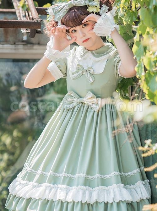 Miss-Dandelion-Series-Green-Summer-Fresh-Doll-Collar-Lace-Bow-Knot-Decoration-Classic-Lolita-Short-Sleeved-Dress-coscarnival-2496
