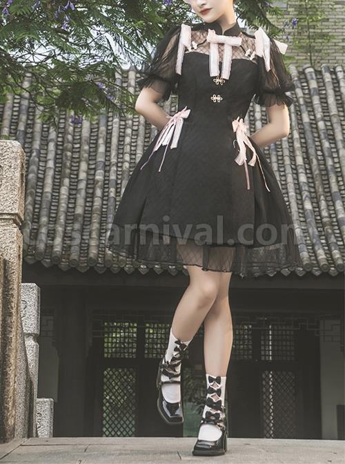 Moonlight-Dream-Chinese-Style-Improved-Cheongsam-Jacquard-Lace-Bow-Knot-Decoration-Metal-Buckle-Classic-Lolita-Dress-coscarnival-2480