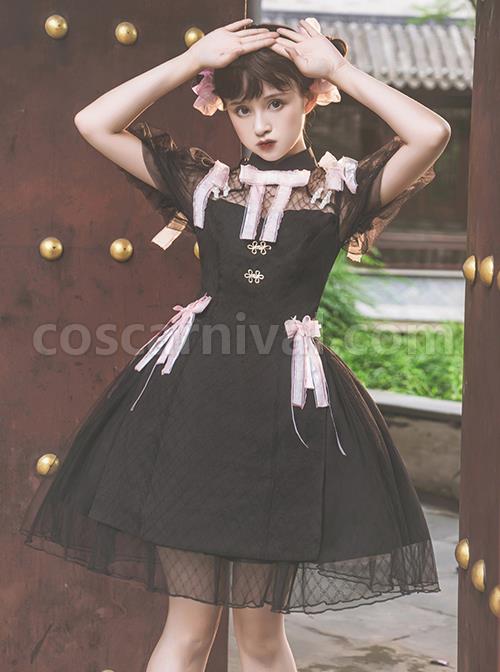 Moonlight-Dream-Chinese-Style-Improved-Cheongsam-Jacquard-Lace-Bow-Knot-Decoration-Metal-Buckle-Classic-Lolita-Dress-coscarnival-2528