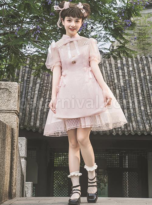 Moonlight-Dream-Chinese-Style-Improved-Cheongsam-Jacquard-Lace-Bow-Knot-Decoration-Metal-Buckle-Classic-Lolita-Dress-coscarnival-2531