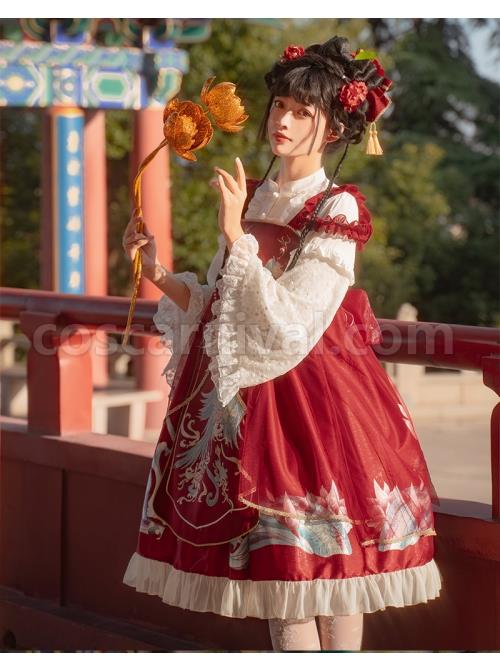 Morning-Dew-Series-JSK-Weaving-Gold-Craft-Chinese-Style-Retro-Gorgeous-Printing-Classic-Lolita-Sling-Dress-coscarnival-2534