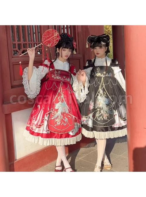 Morning-Dew-Series-JSK-Weaving-Gold-Craft-Chinese-Style-Retro-Gorgeous-Printing-Classic-Lolita-Sling-Dress-coscarnival-2548