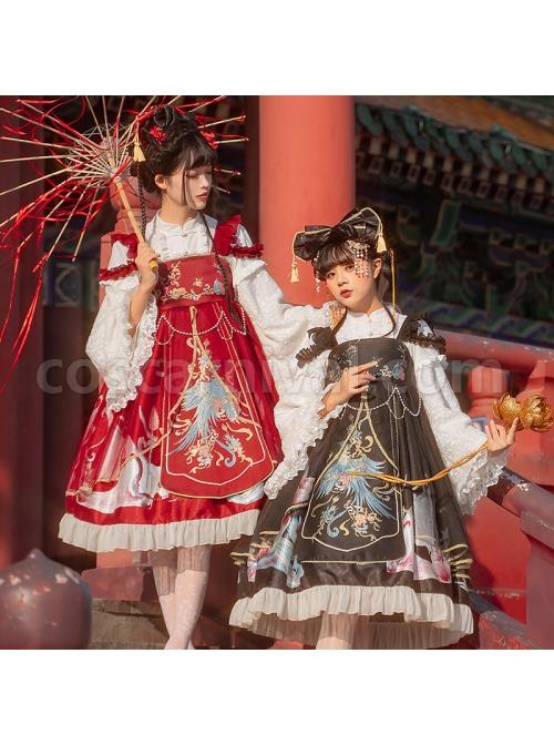 Morning-Dew-Series-JSK-Weaving-Gold-Craft-Chinese-Style-Retro-Gorgeous-Printing-Classic-Lolita-Sling-Dress-coscarnival-2556