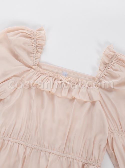 Mountain Gardenia Series Ruffles Retro Square Neck Classic Lolita Puff Long Sleeve All-Match Inner Shirt coscarnival