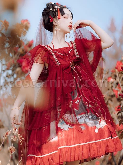 Mountain-River-Roll-Series-Chinese-Style-Summer-Artistic-Conception-Print-Lace-Bowknot-Decorative-Red-Classic-Lolita-Dress-coscarnival-2514