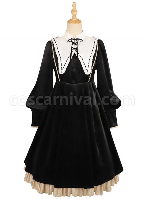 Ms-Lily-Series-OP-Black-Elegant-Court-Style-Classic-Lolita-Long-Sleeve-Dress-coscarnival-2484