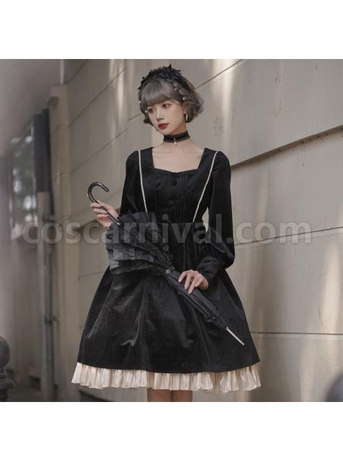 Ms-Lily-Series-OP-Black-Elegant-Court-Style-Classic-Lolita-Long-Sleeve-Dress-coscarnival-2510