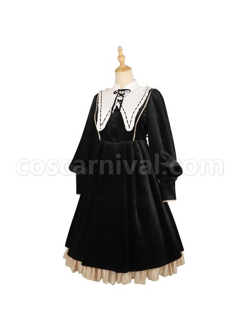 Ms-Lily-Series-OP-Black-Elegant-Court-Style-Classic-Lolita-Long-Sleeve-Dress-coscarnival-2525