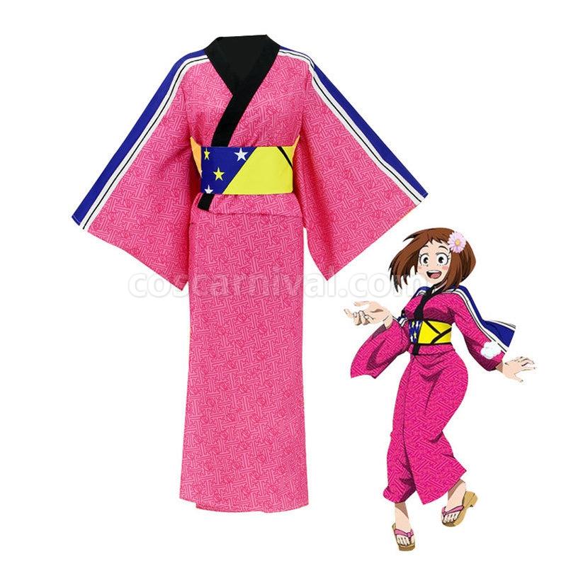 My Hero Academia Ochaco Uraraka Pink Kimono Cosplay Costume coscarnival011115465