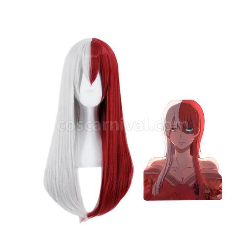 My Hero Academia Shoto Todoroki Long Female White and Red Cosplay Wigs coscarnival011119236
