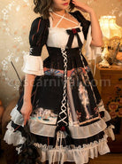 Narkissos-Series-Printing-Retro-Black-Classic-Lolita-Short-Sleeve-Dress-coscarnival-5006